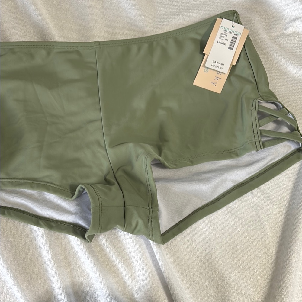 Olive Green Women's Shorts Bikini Bottom